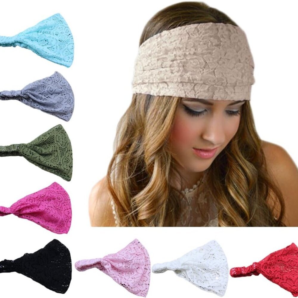8 Pack Headbands For Women Yoga Knotted Headbands Elastic Criss Cross Hair Acces